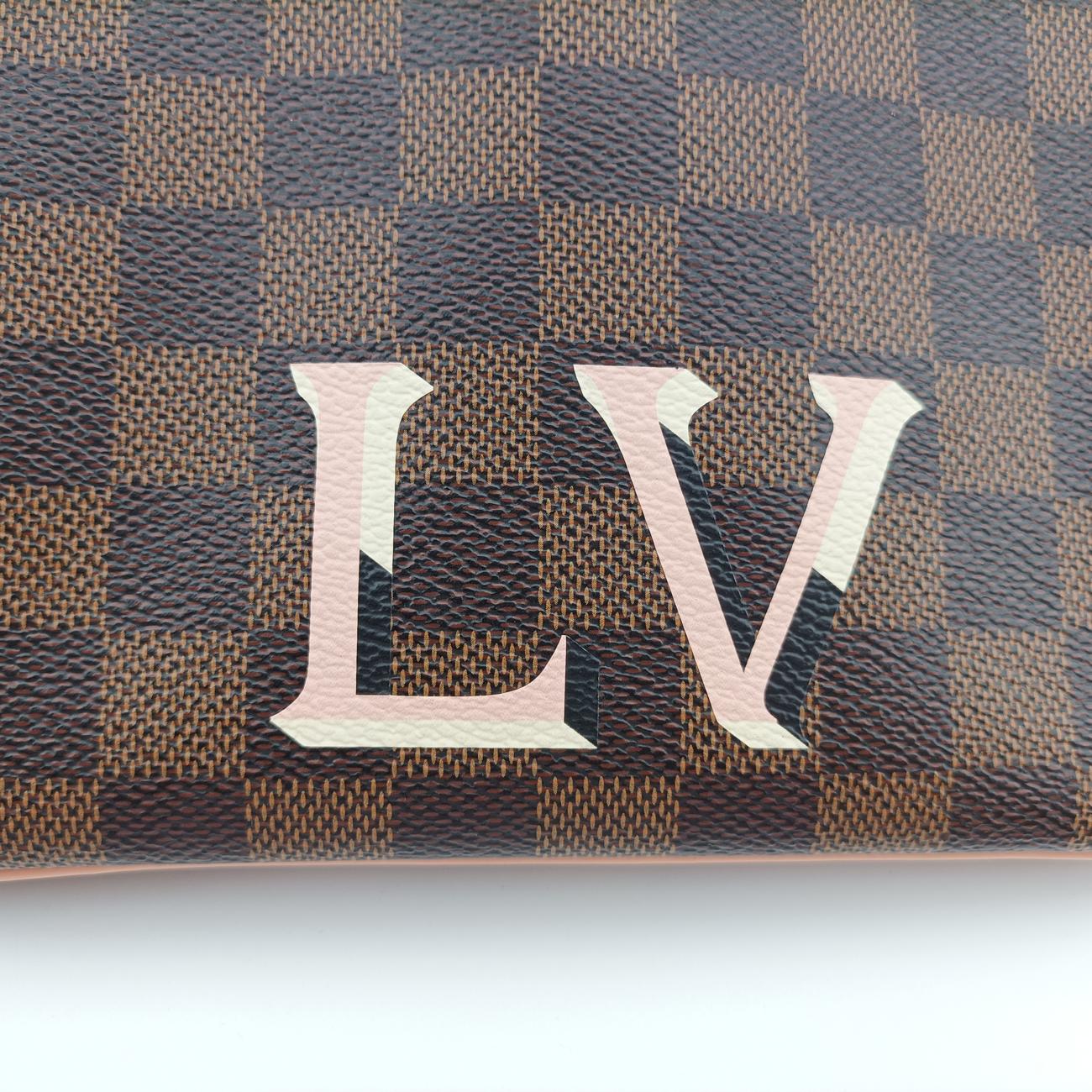 Pochette Double Zip EBENE×Rose Ballerine Damier Canvas N60254 MI2119ポシェット ドゥーブルジップ エベーヌ×ローズバレリーヌ ダミエキャンバス N60254 MI2119