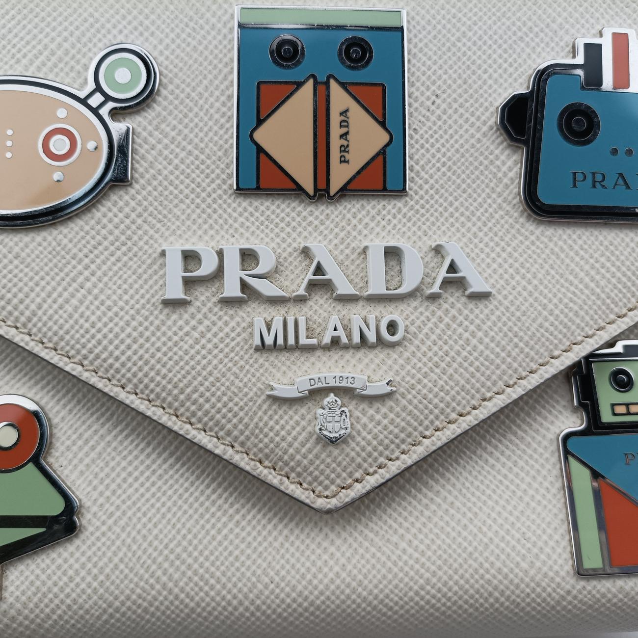 Monochrome Robot White SAFFIANO Leather 1BD127 7/Dモノクローム ロボット ホワイト サフィアーノレザー 1BD127 7/D