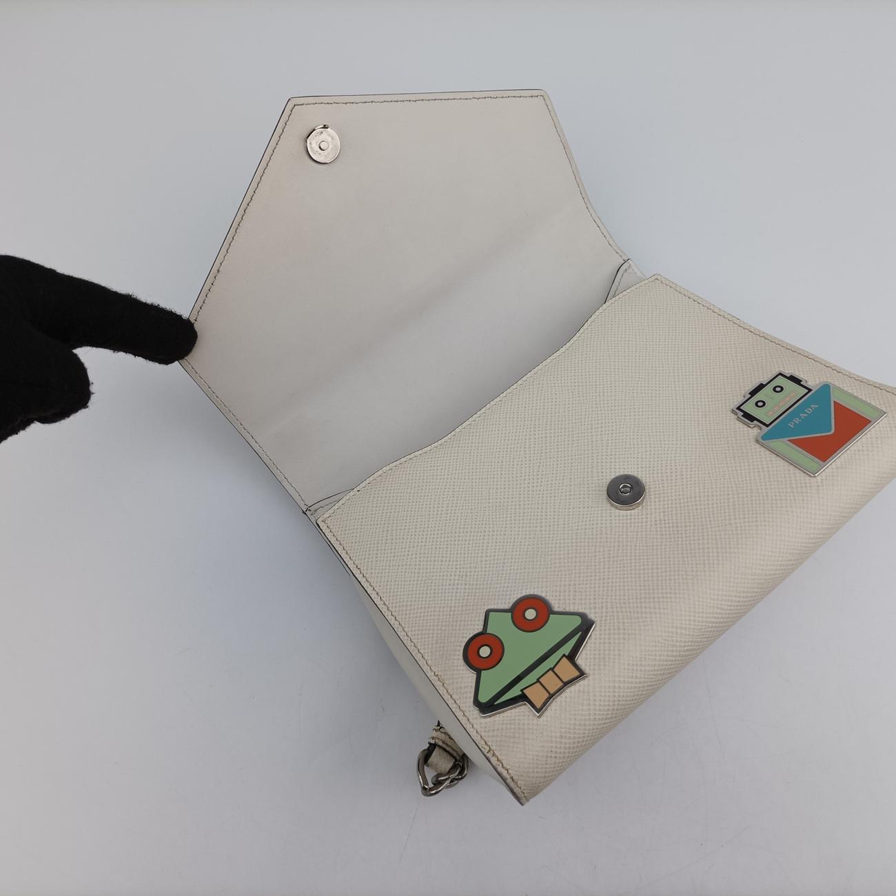 Monochrome Robot White SAFFIANO Leather 1BD127 7/Dモノクローム ロボット ホワイト サフィアーノレザー 1BD127 7/D