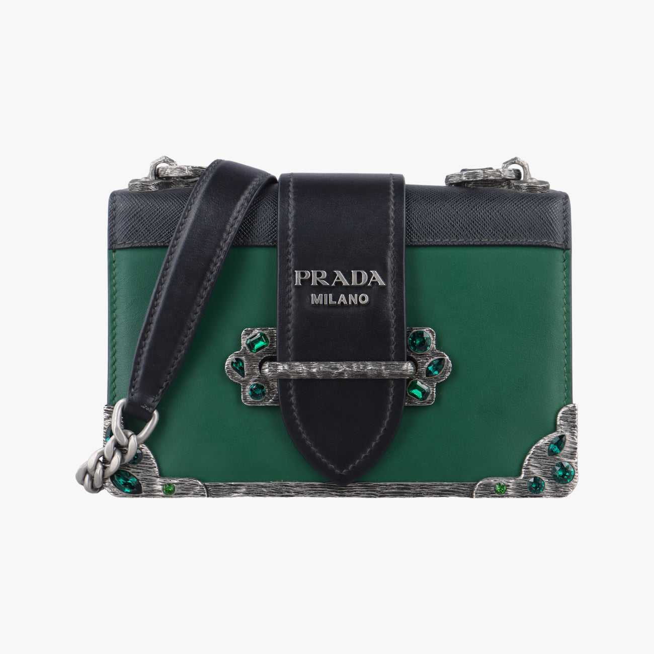 Cahier Green x Black Leather 1BH018 25カイエ グリーン×ブラック レザー 1BH018 25