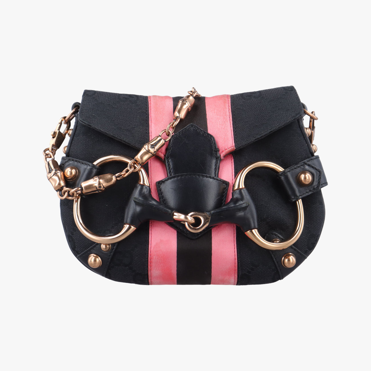 Horsebit Web Black×pink Canvas 129498 ホースビット ウェブ ブラック×ピンク キャンバス 129498 