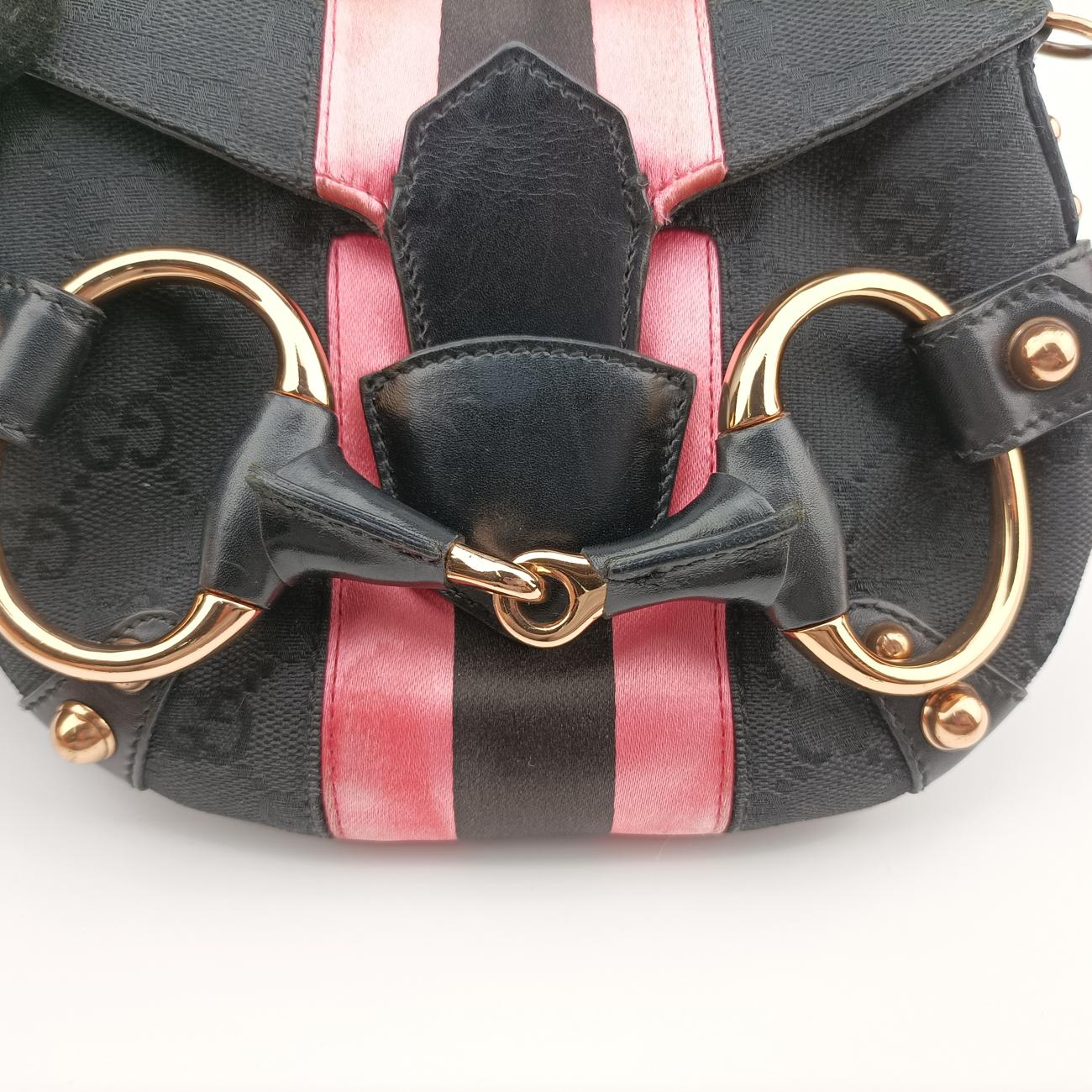 Horsebit Web Black×pink Canvas 129498 ホースビット ウェブ ブラック×ピンク キャンバス 129498 
