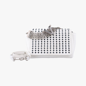Studded Crystal Chain White Leather スタッズクリスタルチェーン ホワイト レザー 