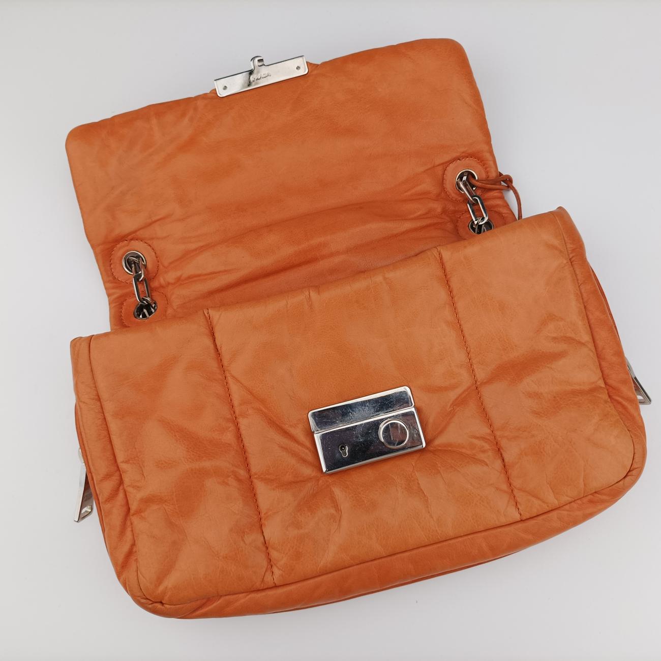Nappa Bomber Sound Chain Flap Orange lambskin 25ナッパボマー サウンドチェーン フラップ オレンジ ラムスキン 25