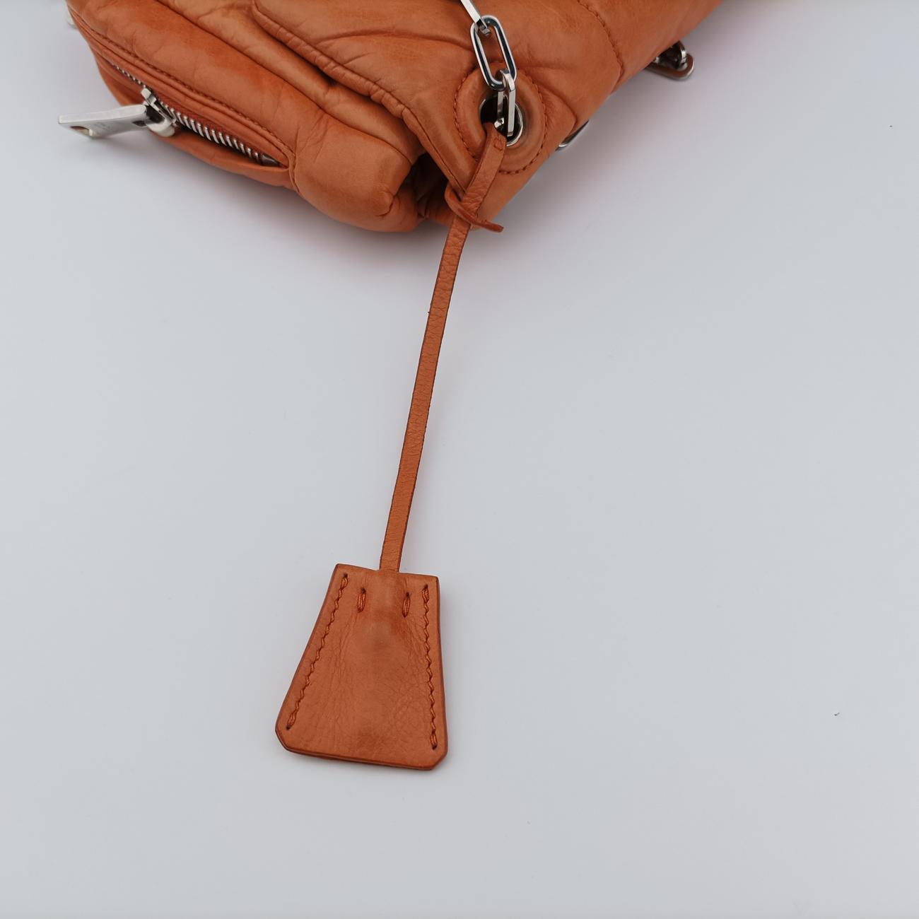 Nappa Bomber Sound Chain Flap Orange lambskin 25ナッパボマー サウンドチェーン フラップ オレンジ ラムスキン 25