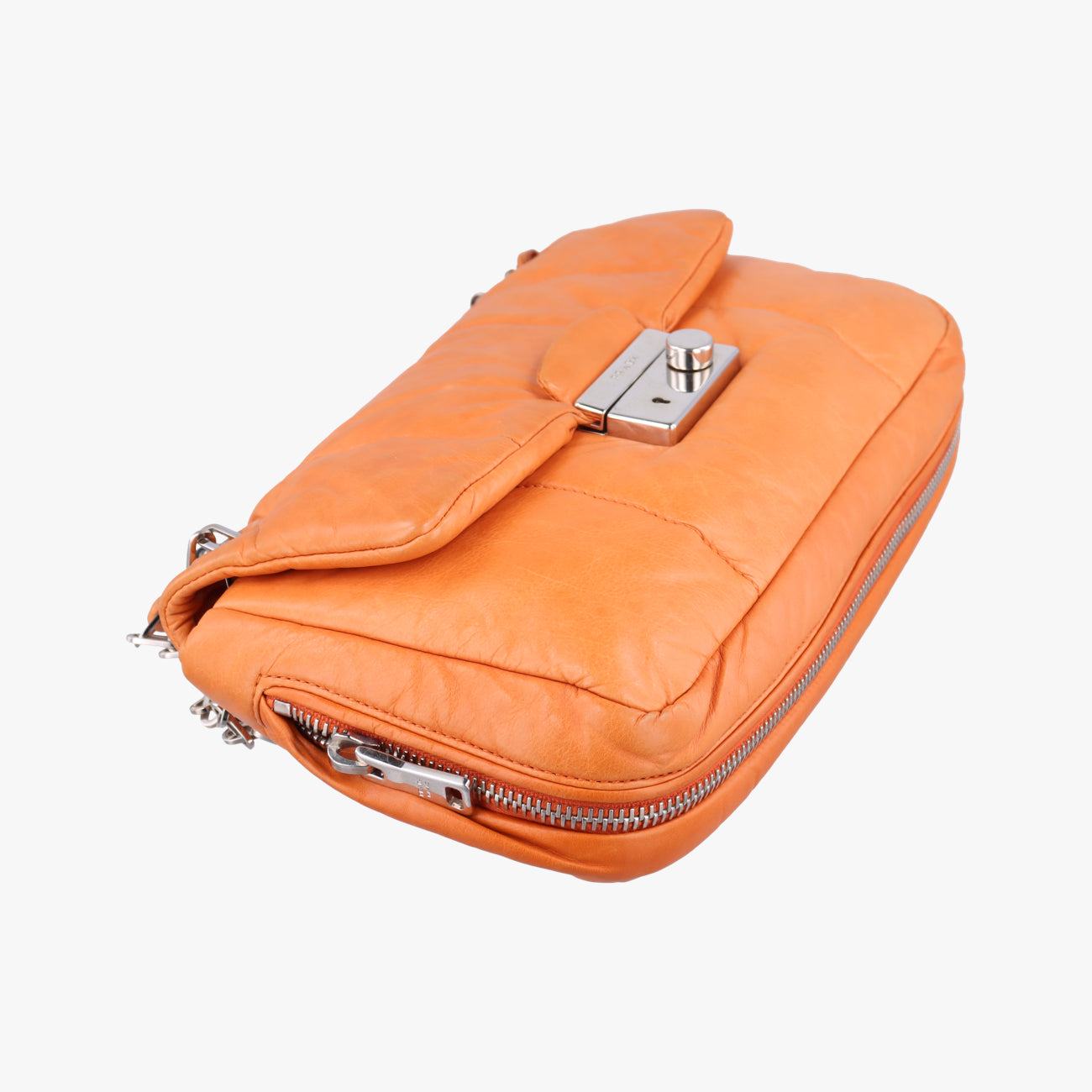 Nappa Bomber Sound Chain Flap Orange lambskin 25ナッパボマー サウンドチェーン フラップ オレンジ ラムスキン 25