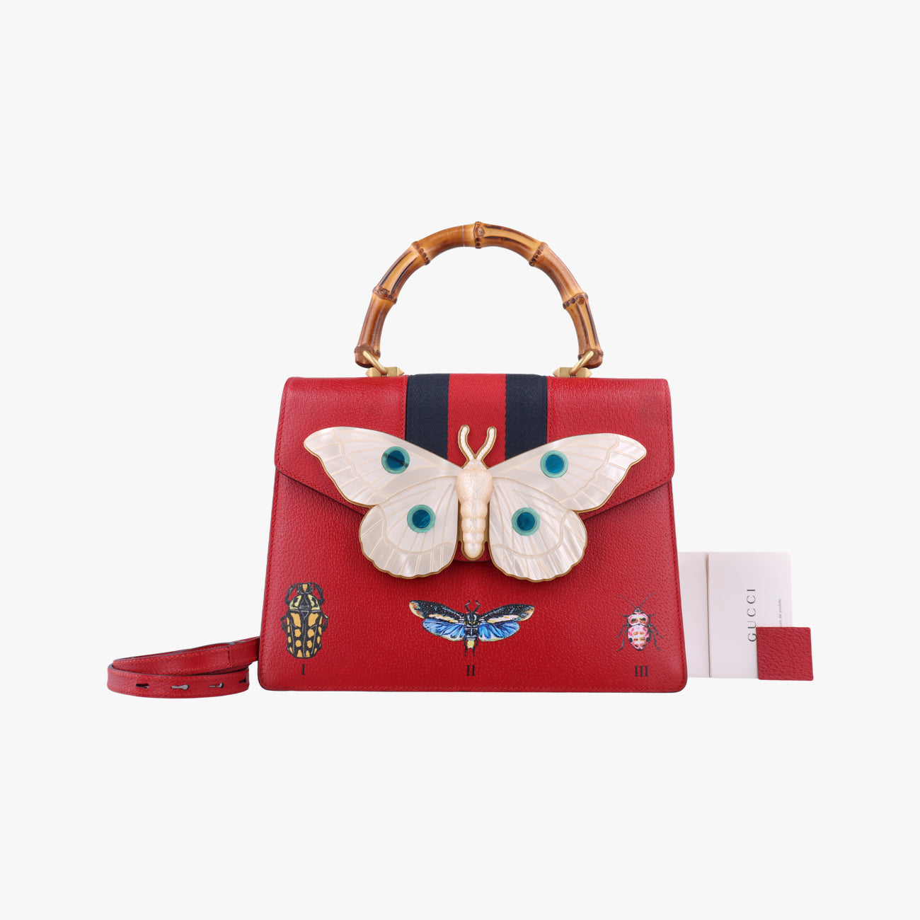 Bamboo Web butterfly Red Leather 488691 C022770143バンブー ウェビングライン バタフライ レッド レザー 488691 C022770143