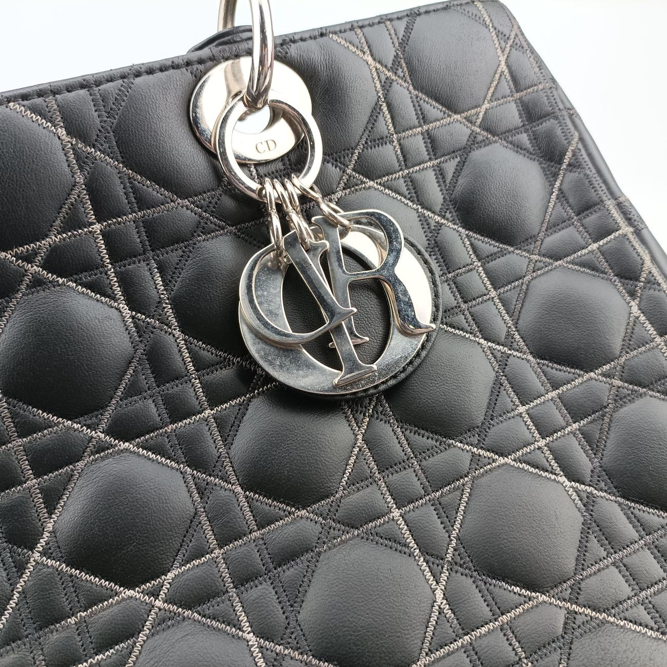 Lady Dior Grey lambskin 01-MA-0111レディディオール グレー ラムスキン 01-MA-0111