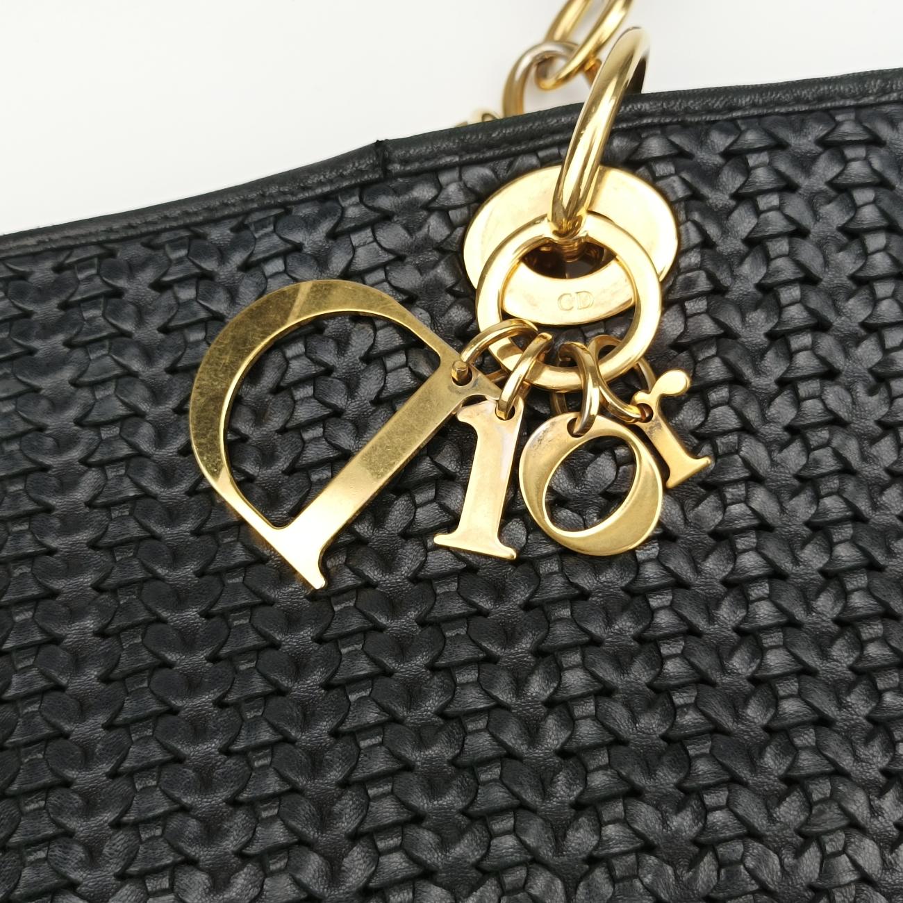 Soft Lady Dior Canage INTRECCIATO Tote Black lambskin 01-RU-0048ソフト レディディオール カナージュ イントレチャート トート ブラック ラムスキン 01-RU-0048