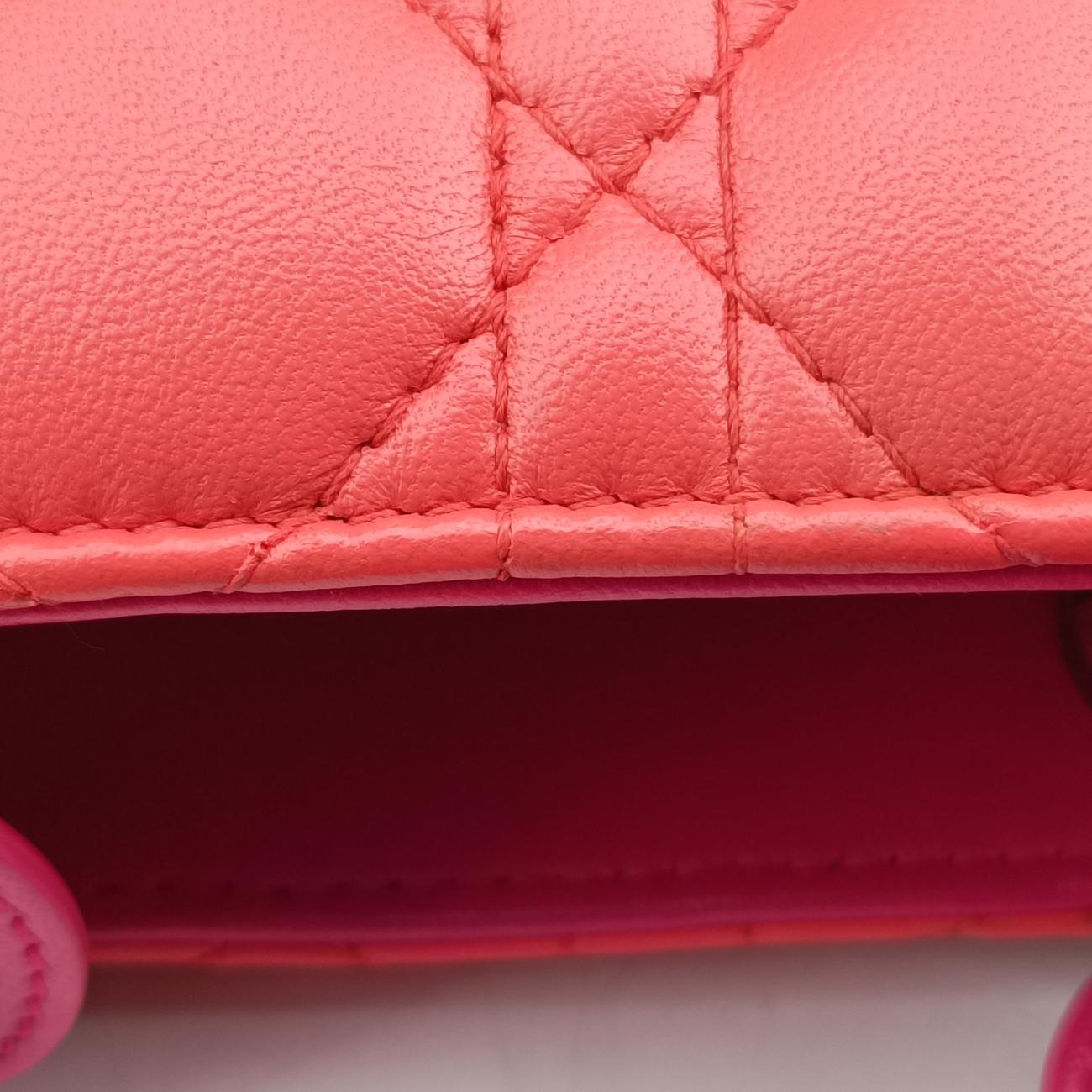 Lady Dior Orange×Pink lambskin 15-BO-0133レディディオール オレンジ×ピンク ラムスキン 15-BO-0133