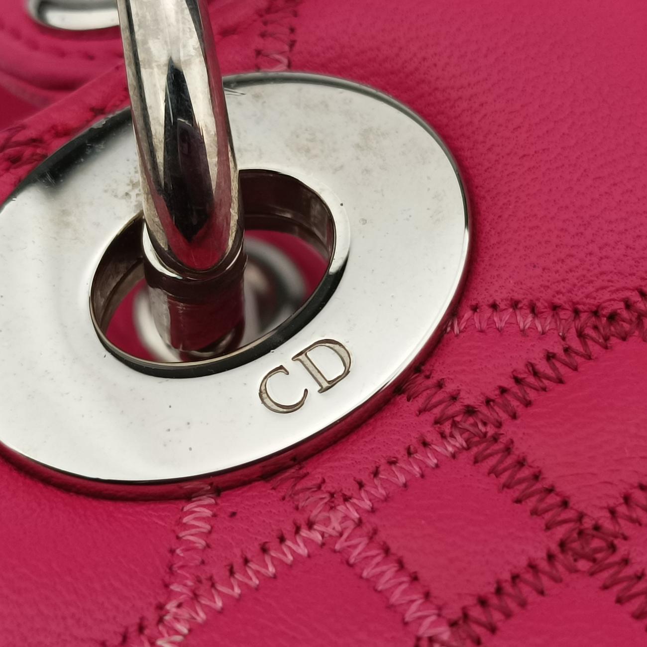 Lady Dior Rose lambskin 01-MA-0111レディディオール ローズ レッド ラムスキン 01-MA-0111