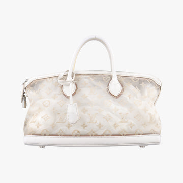 Transparence Lockit East West white Ikat nylon canvas× leather M40701 FO0142トランスペアレンス ロックイット イーストウエスト ホワイト イカットナイロンキャンバス×レザー M40701 FO0142