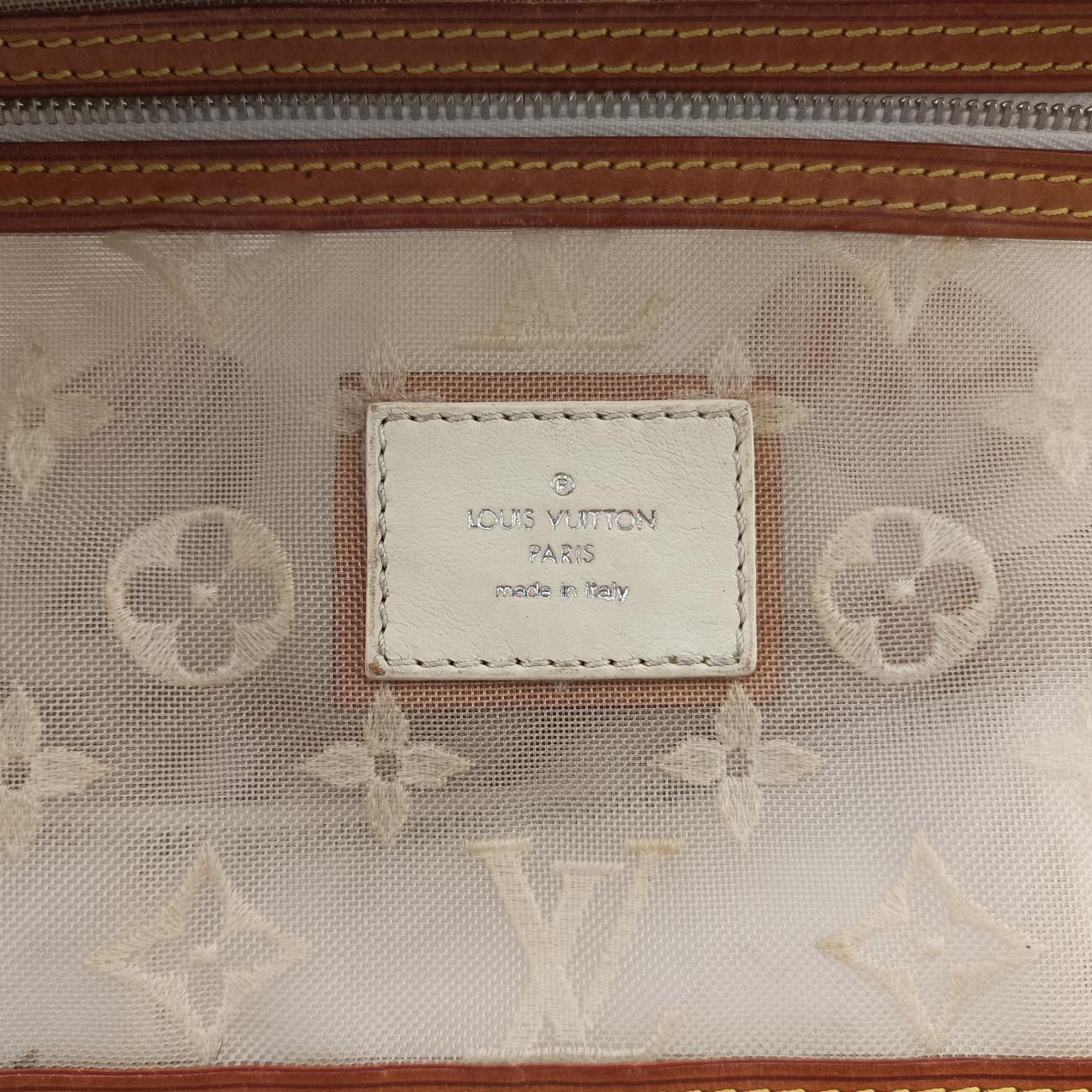 Transparence Lockit East West white Ikat nylon canvas× leather M40701 FO0142トランスペアレンス ロックイット イーストウエスト ホワイト イカットナイロンキャンバス×レザー M40701 FO0142