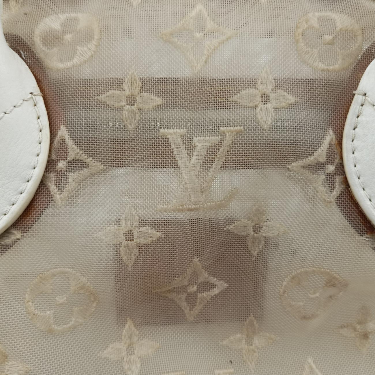 Transparence Lockit East West white Ikat nylon canvas× leather M40701 FO0142トランスペアレンス ロックイット イーストウエスト ホワイト イカットナイロンキャンバス×レザー M40701 FO0142