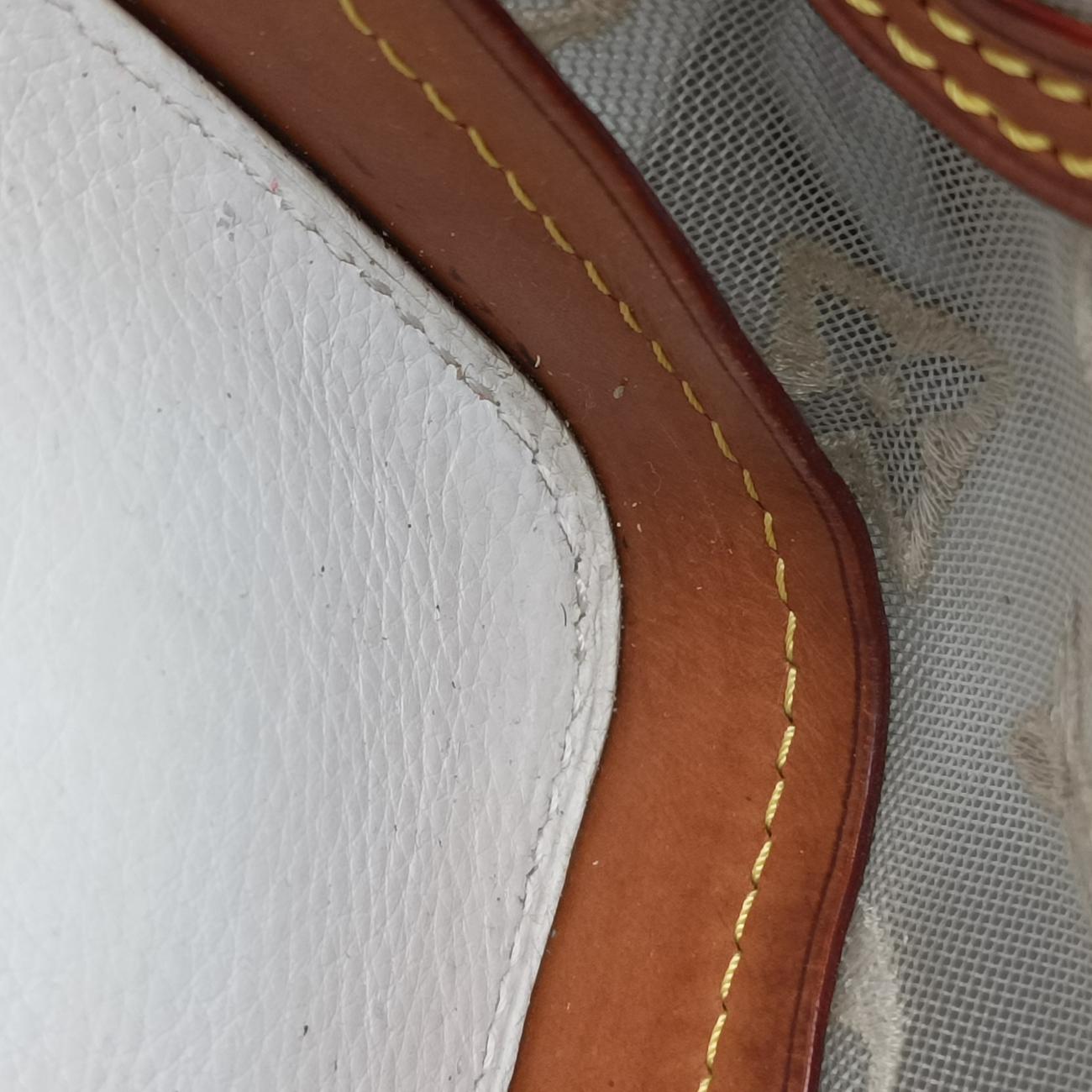 Transparence Lockit East West white Ikat nylon canvas× leather M40701 FO0142トランスペアレンス ロックイット イーストウエスト ホワイト イカットナイロンキャンバス×レザー M40701 FO0142