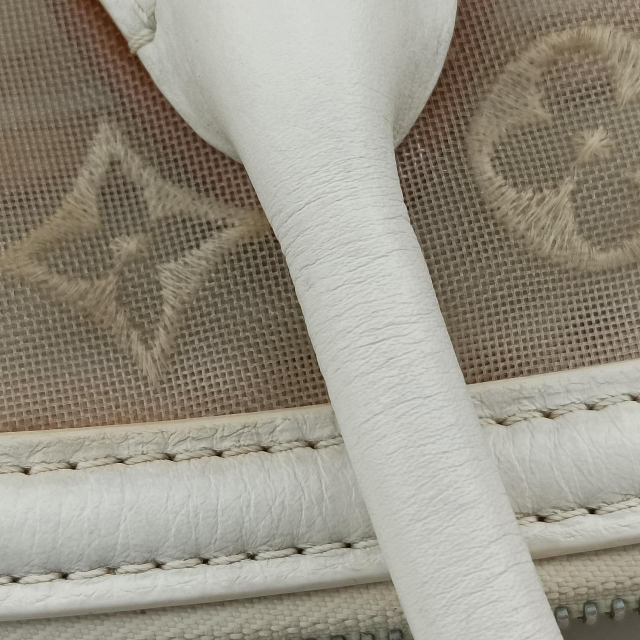 Transparence Lockit East West white Ikat nylon canvas× leather M40701 FO0142トランスペアレンス ロックイット イーストウエスト ホワイト イカットナイロンキャンバス×レザー M40701 FO0142