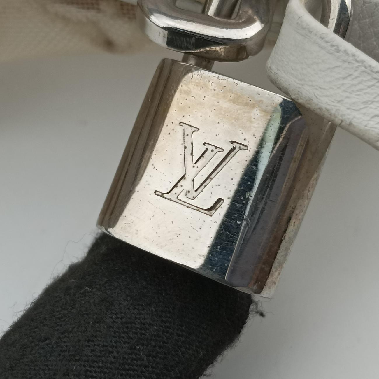 Transparence Lockit East West white Ikat nylon canvas× leather M40701 FO0142トランスペアレンス ロックイット イーストウエスト ホワイト イカットナイロンキャンバス×レザー M40701 FO0142