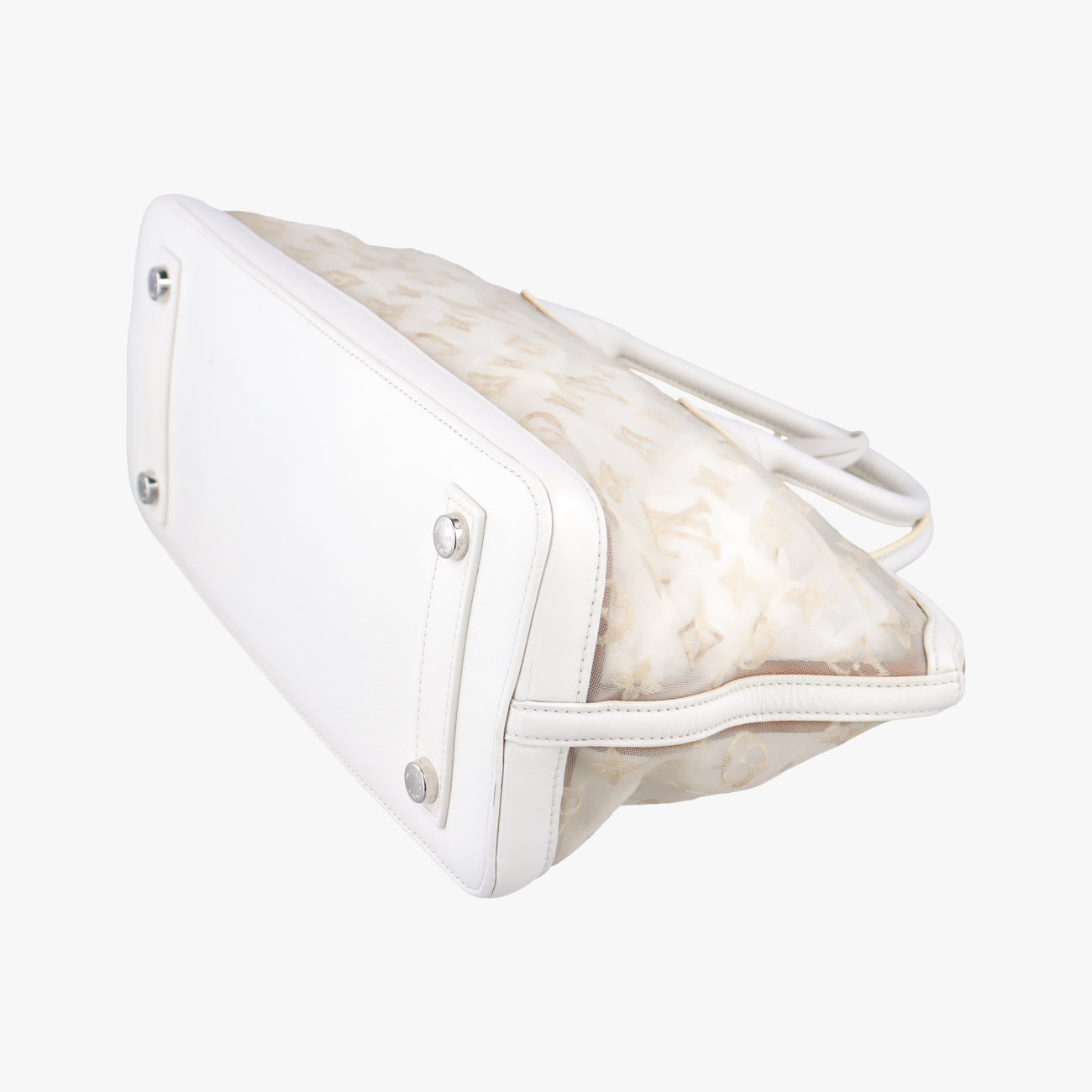 Transparence Lockit East West white Ikat nylon canvas× leather M40701 FO0142トランスペアレンス ロックイット イーストウエスト ホワイト イカットナイロンキャンバス×レザー M40701 FO0142