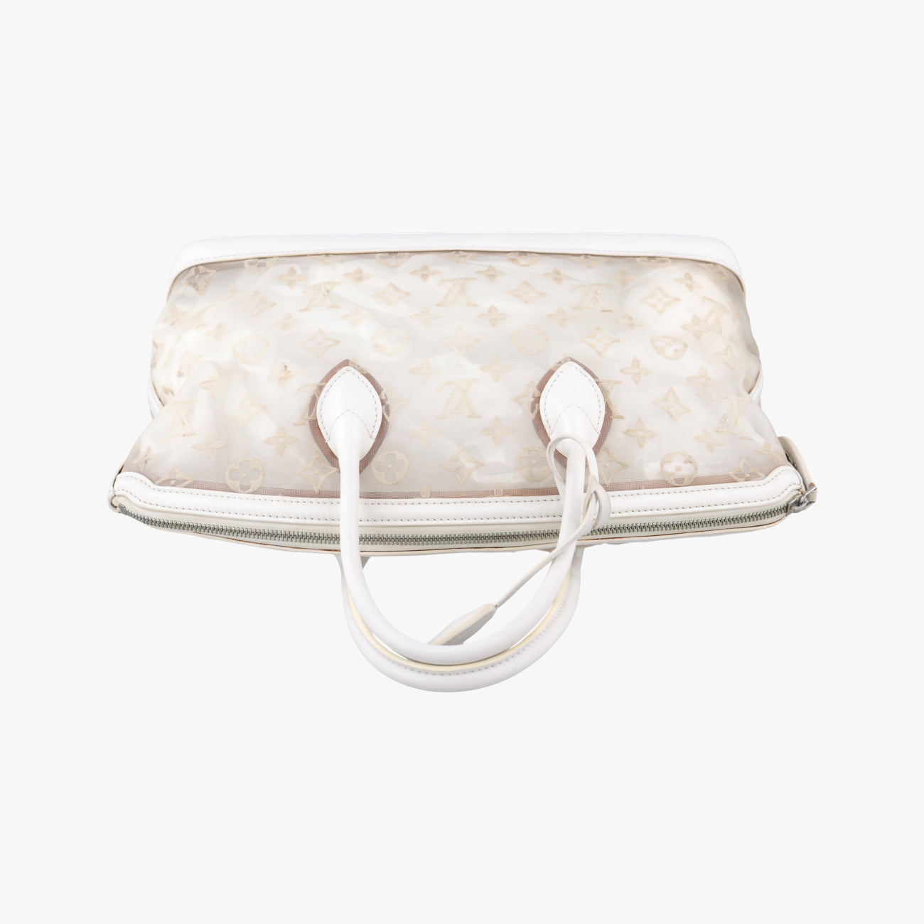 Transparence Lockit East West white Ikat nylon canvas× leather M40701 FO0142トランスペアレンス ロックイット イーストウエスト ホワイト イカットナイロンキャンバス×レザー M40701 FO0142