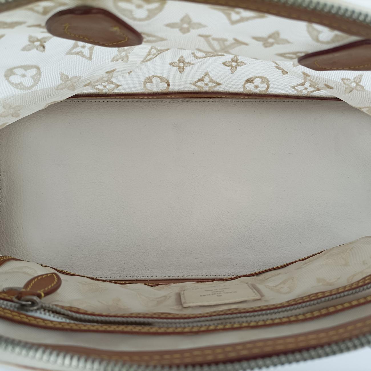 Transparence Lockit East West white Ikat nylon canvas× leather M40701 FO0142トランスペアレンス ロックイット イーストウエスト ホワイト イカットナイロンキャンバス×レザー M40701 FO0142