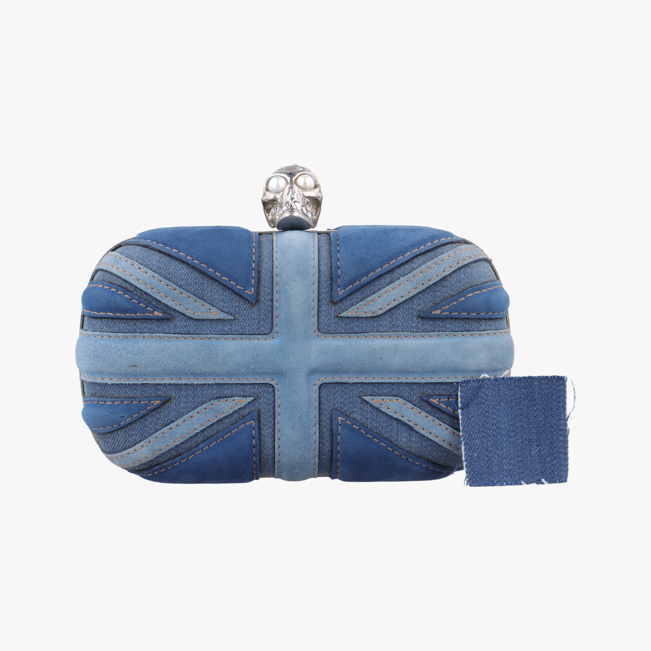 skull clutch Blue Suede×Denim 208024 000926スカルクラッチ ブルー スエード×デニム 208024 000926