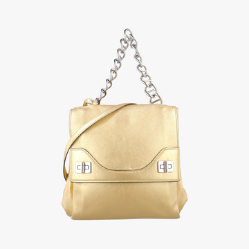 Double Flap Turn Lock Golden Leather 7/Gダブルフラップターンロック ゴールド レザー 7/G