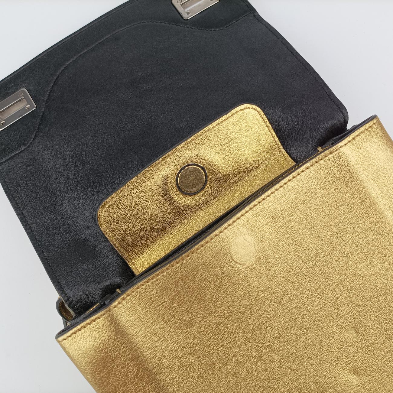 Double Flap Turn Lock Golden Leather 7/Gダブルフラップターンロック ゴールド レザー 7/G