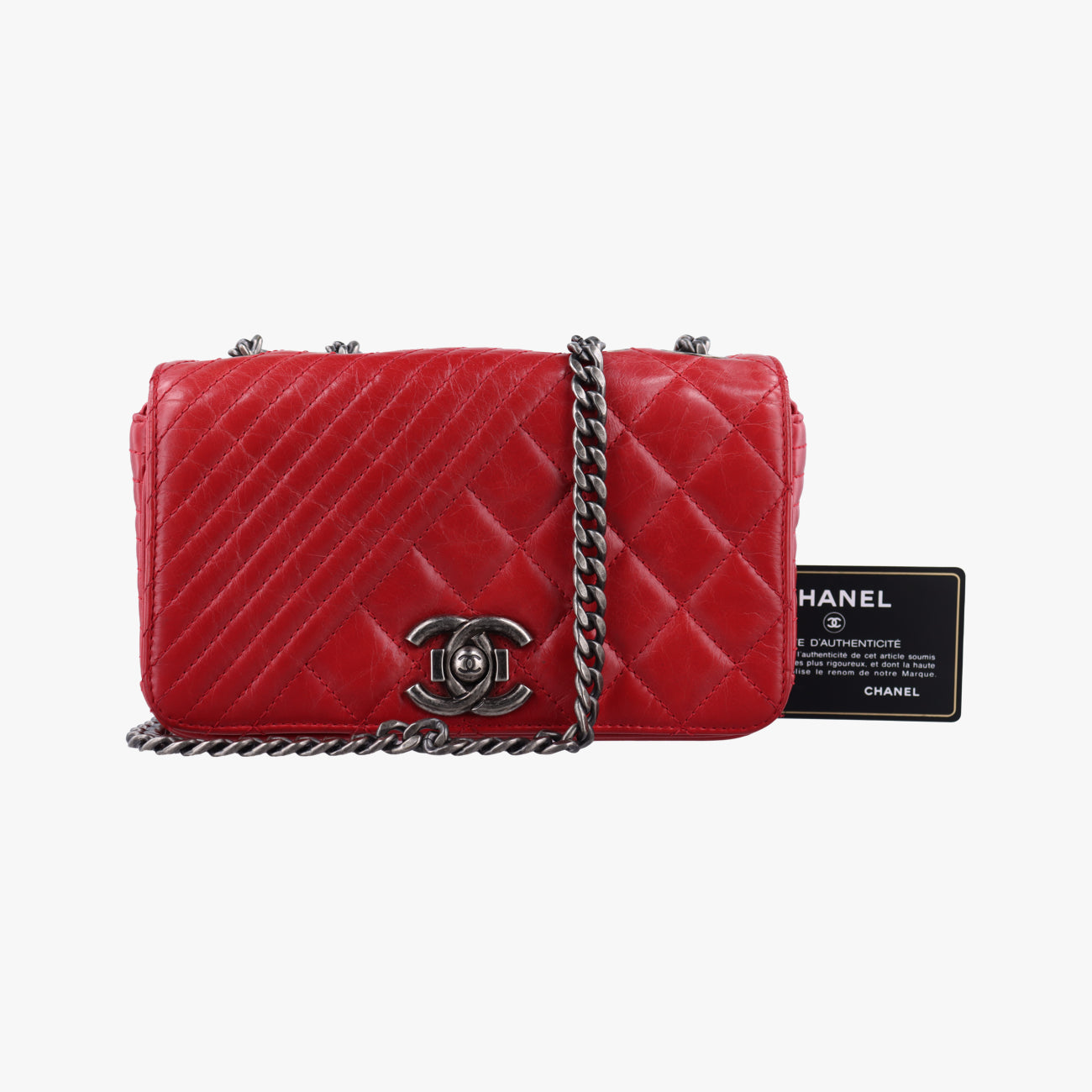 Coco Boy Flap Red lambskin 20640482ココボーイ シングルフラップ レッド ラムスキン A92796 20640482