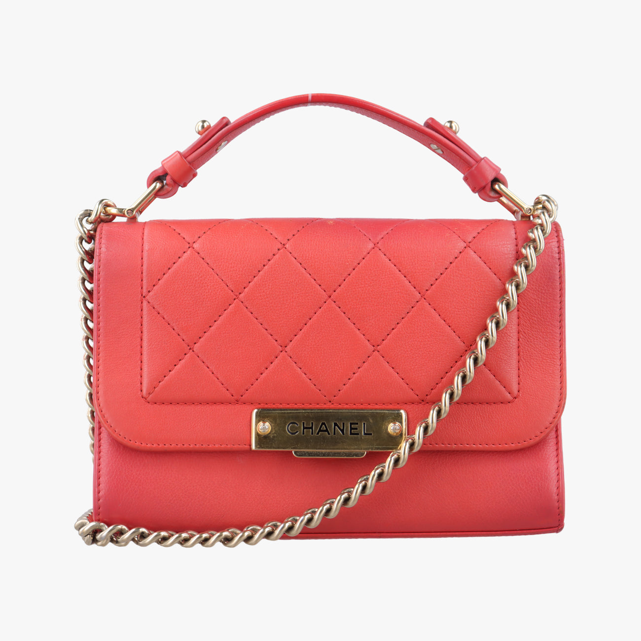 LABEL CLICK Diana Flap Matelasse Orange Leather A93701 23592928クリックラベル オレンジ レザー A93701 23592928