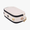 Button Up Double Zip Camera Pinkish Beige Leather 26387387ボタンアップダブルジップカメラ ピンキッシュベージュ レザー A57574 26387387