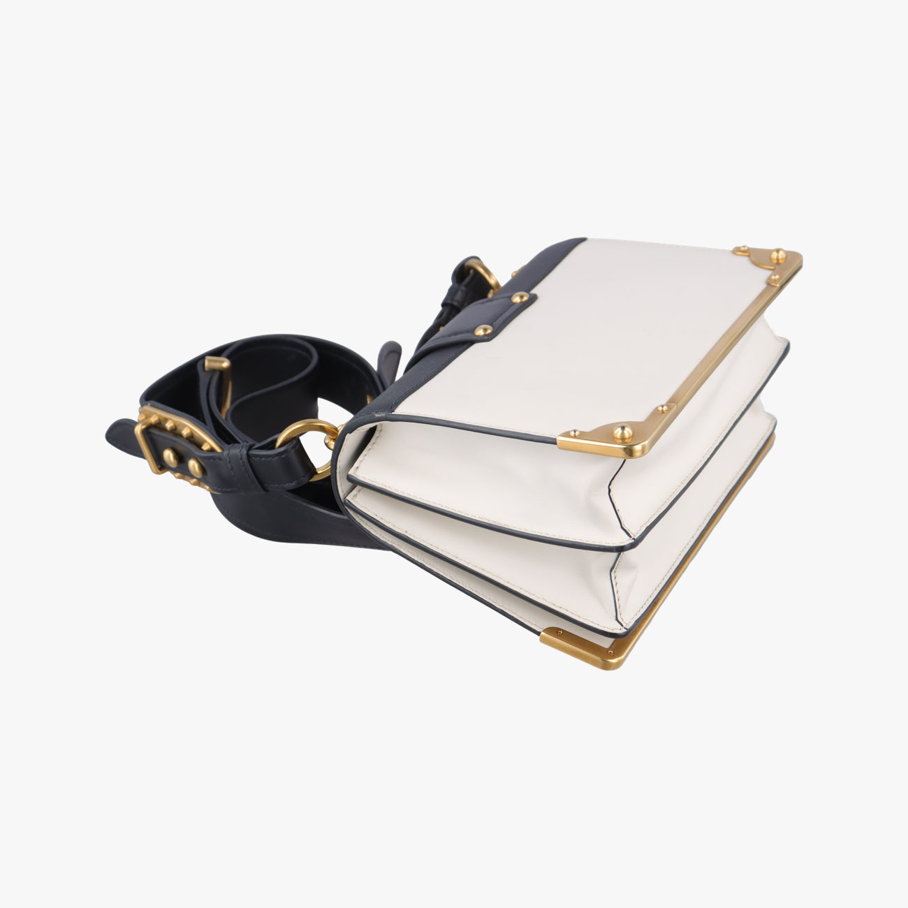 Cahier Black×white Leather×SAFFIANO Leather 1BD045 25カイエ ブラック×ホワイト レザー×サフィアーノレザー 1BD045 25