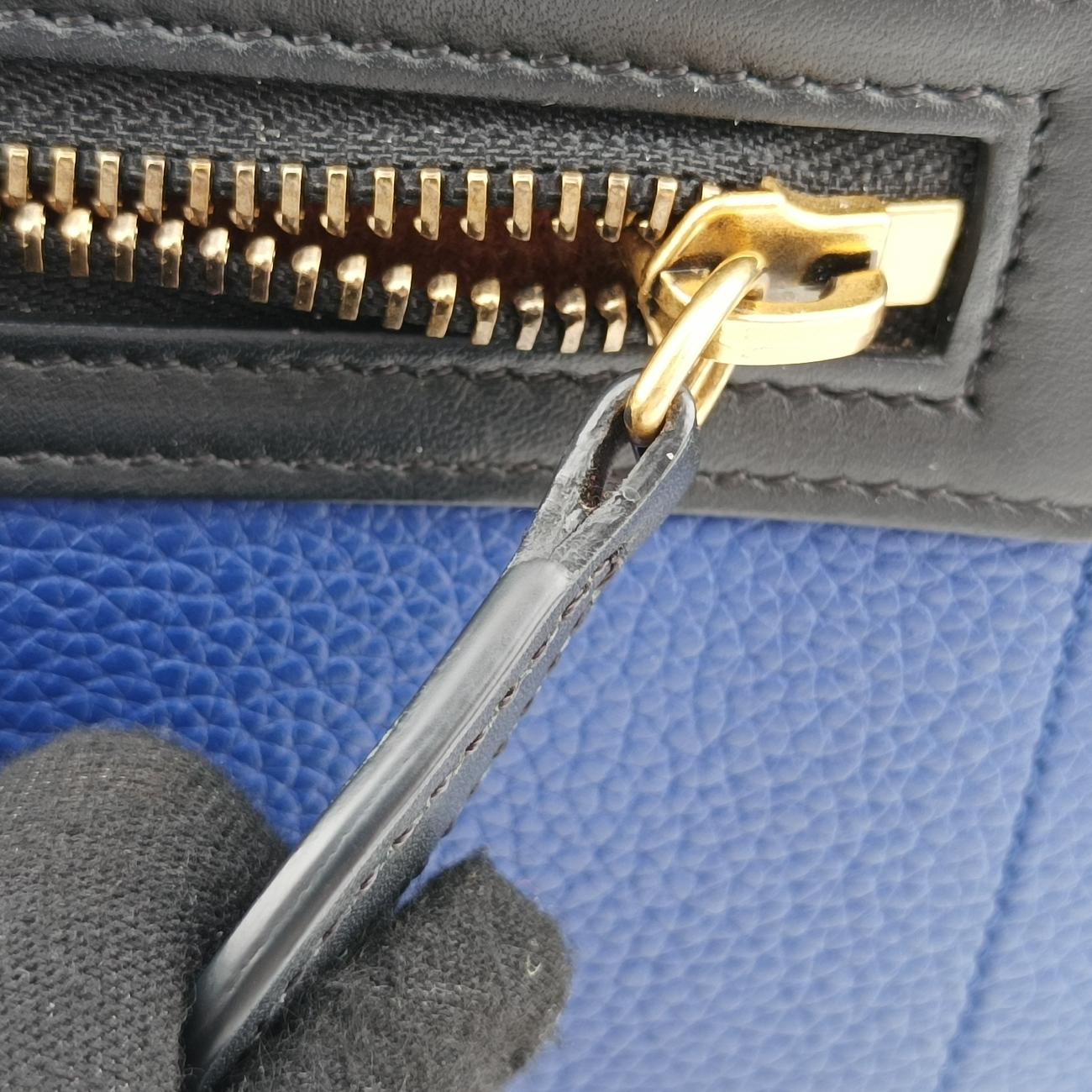 Luggage Micro shopper Blue×Black×Beige Leather S-CU-3194ラゲージマイクロショッパー ブルー×ブラック×ベージュ レザー S-CU-3194