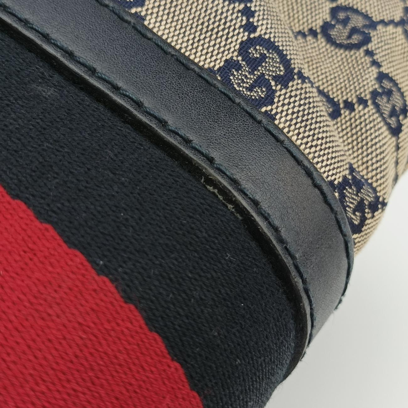 Sherry Line navy×red×beige canvas x leather 247205 H013613447シェリーライン ネイビー×レッド×ベージュ キャンバス×レザー 247205 H013613447