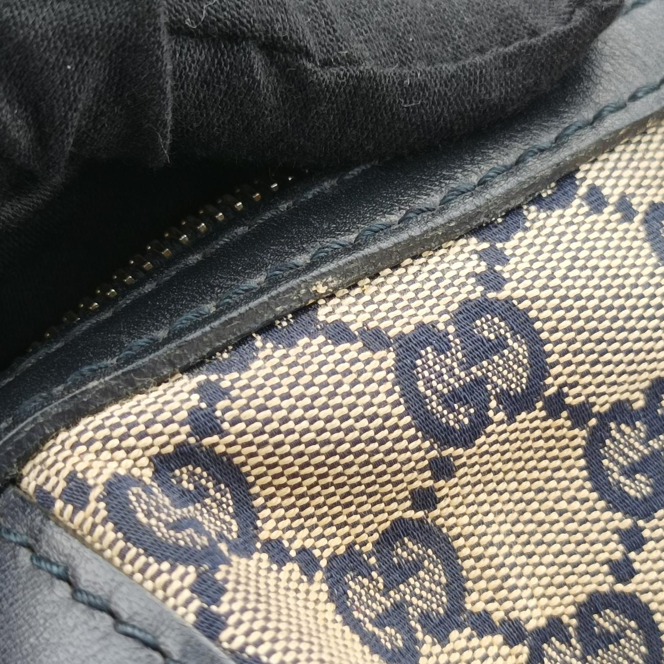 Sherry Line navy×red×beige canvas x leather 247205 H013613447シェリーライン ネイビー×レッド×ベージュ キャンバス×レザー 247205 H013613447