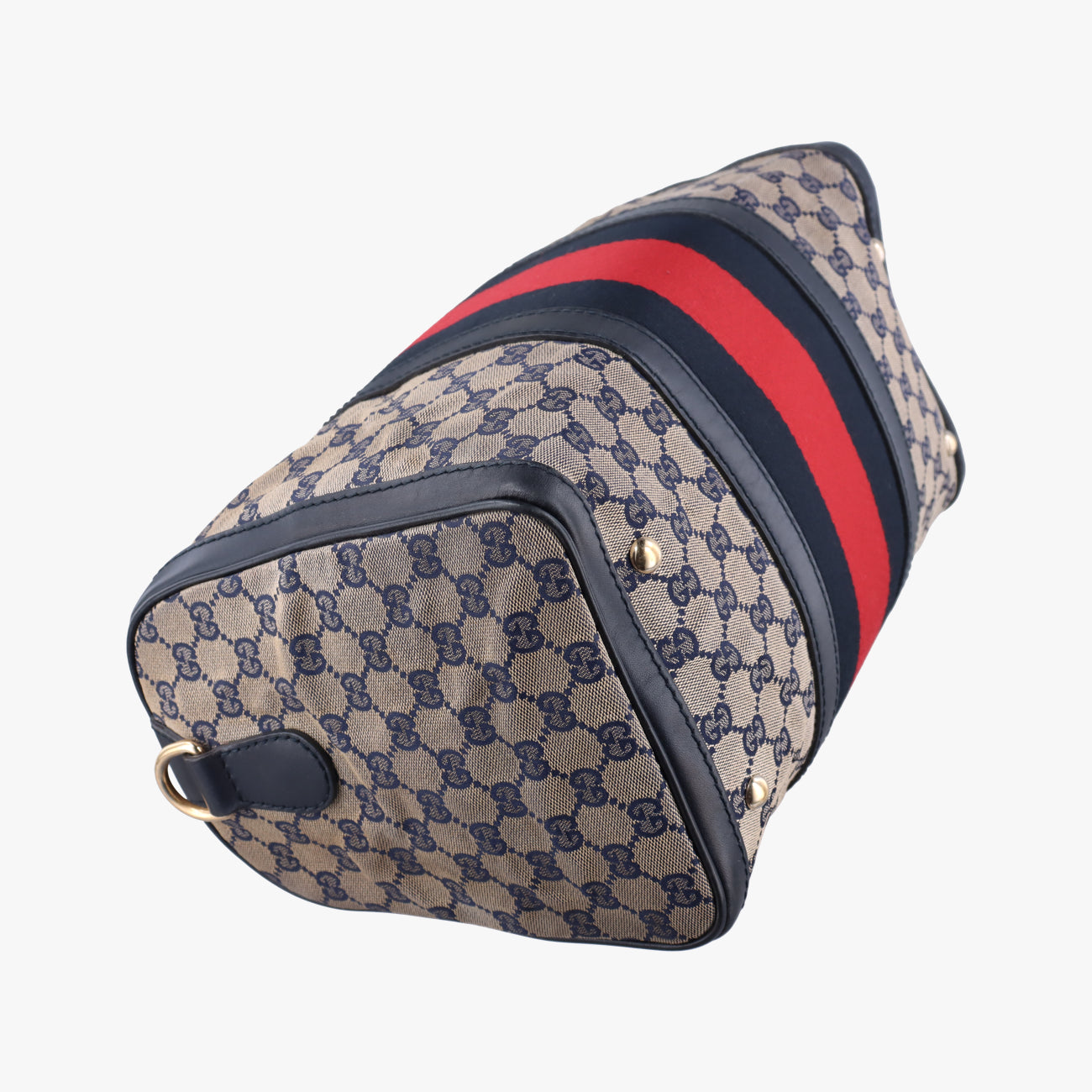 Sherry Line navy×red×beige canvas x leather 247205 H013613447シェリーライン ネイビー×レッド×ベージュ キャンバス×レザー 247205 H013613447