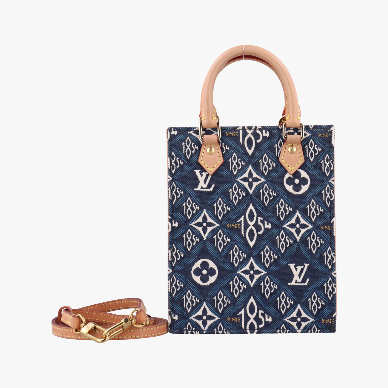 SINCE1854 Petit Sac Plat 2020AW blue×White×beige monogram jacquard M80288 SP3290 ICチップSINCE1854 プティット サックプラ 2020AW ブルー×ホワイト×ベージュ モノグラム ジャガード M80288 SP3290 ICチップ