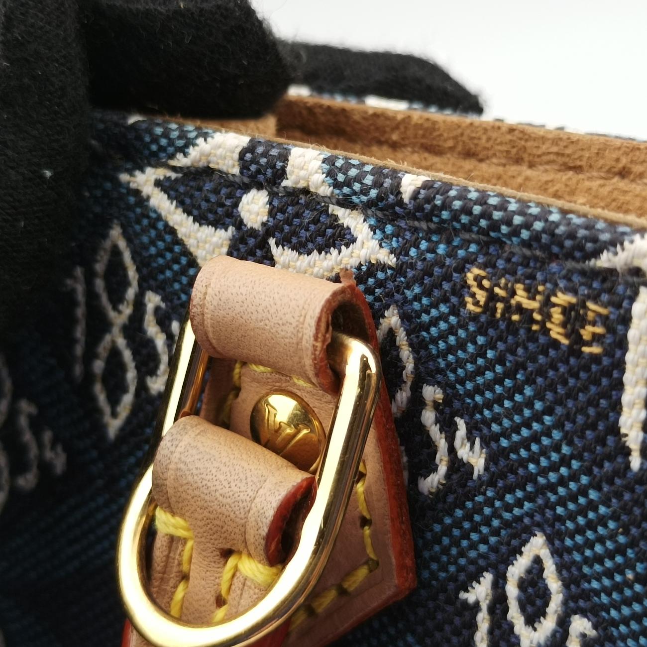 SINCE1854 Petit Sac Plat 2020AW blue×White×beige monogram jacquard M80288 SP3290 ICチップSINCE1854 プティット サックプラ 2020AW ブルー×ホワイト×ベージュ モノグラム ジャガード M80288 SP3290 ICチップ