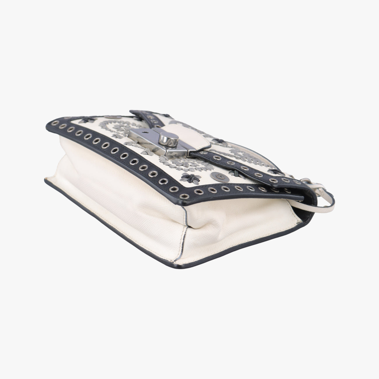 Embroidered Sound Black x White x Gray SAFFIANO Leather 110刺繍 サウンド ブラック×ホワイト×グレー サフィアーノレザー 110