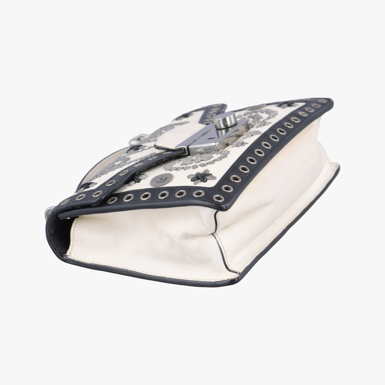 Embroidered Sound Black x White x Gray SAFFIANO Leather 110刺繍 サウンド ブラック×ホワイト×グレー サフィアーノレザー 110
