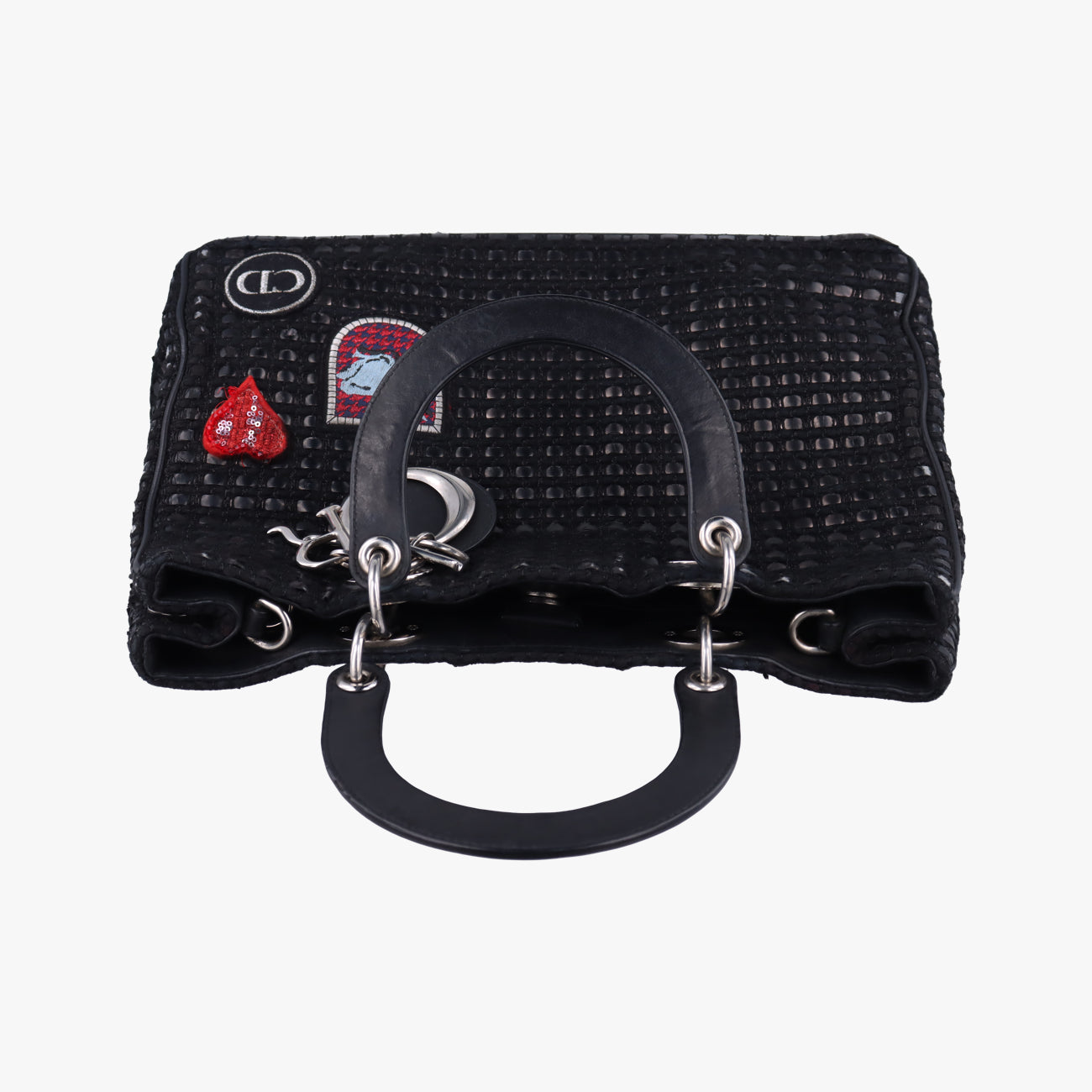 Lady Dior Black tweed×Leather 09-MA-0175レディディオール ブラック ツイード×レザー 09-MA-0175