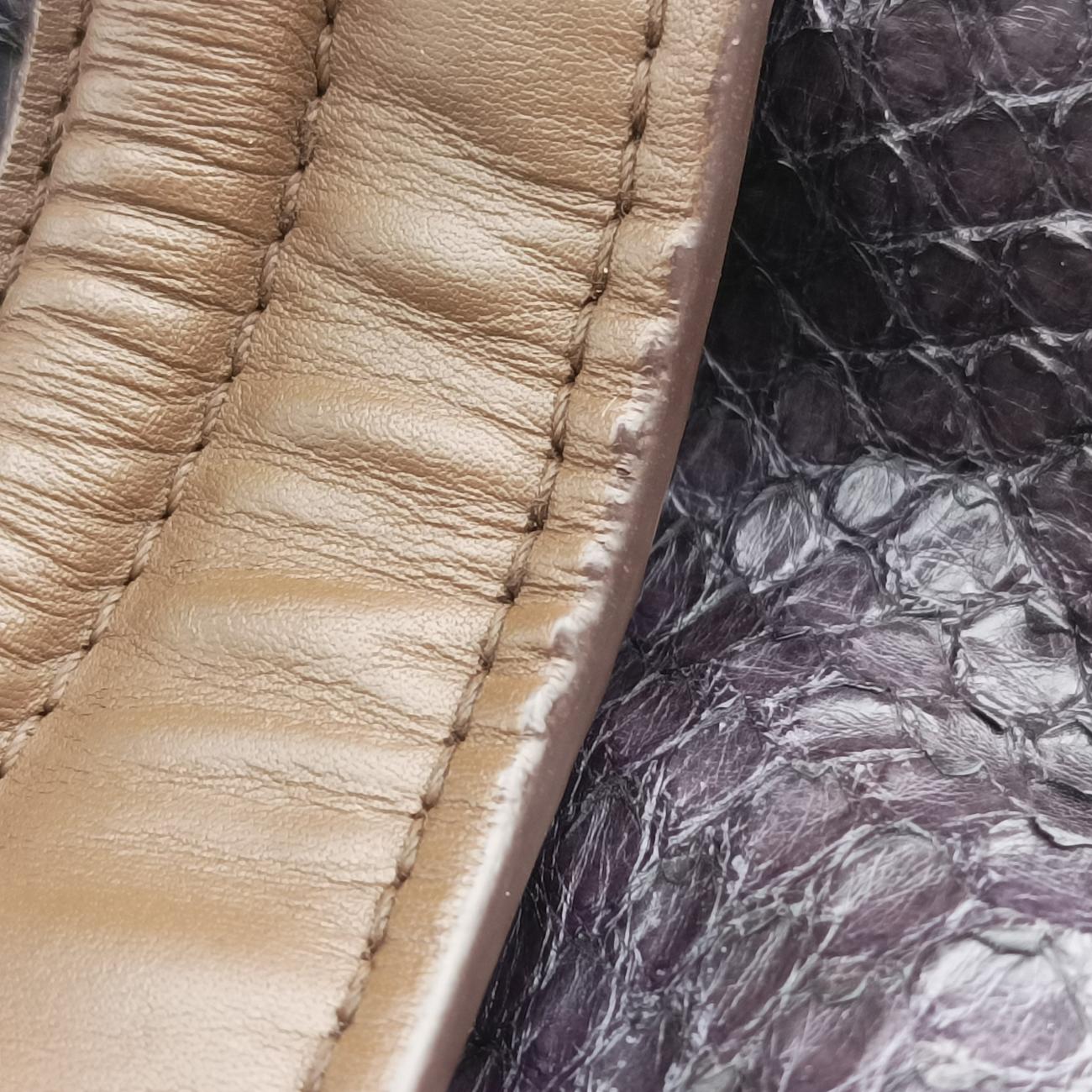 Luggage Mini Shopper Brown×Multicolour Leather×Snakeskin W-GA-0173ラゲージミニショッパー ブラウン×マルチカラー レザー×ヘビ革 W-GA-0173