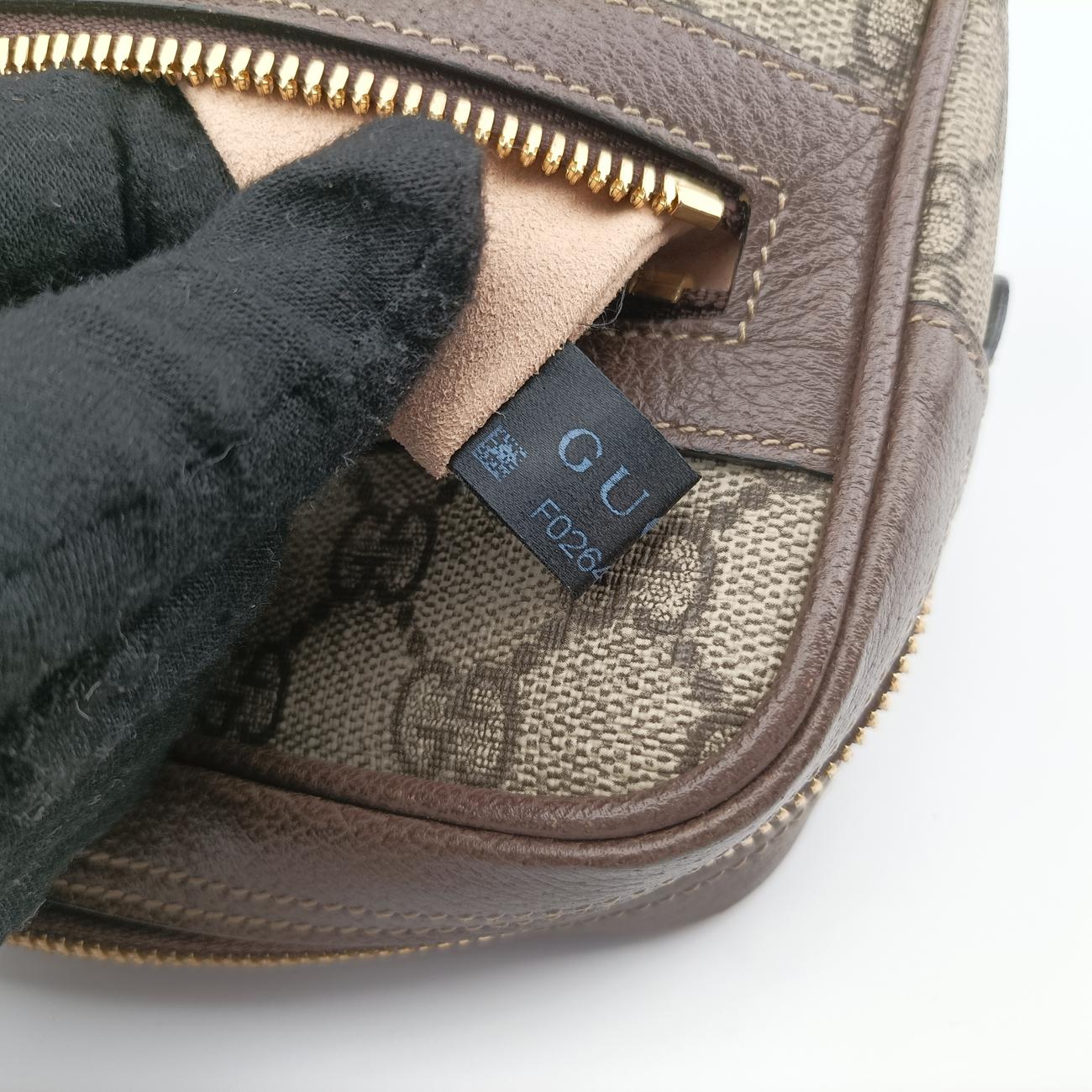 Ophidia brown×red×green PVC coated canvas x leather 517076 F026464730オフィディア ブラウン×レッド×グリーン PVCコーティングキャンバス×レザー 517076 F026464730