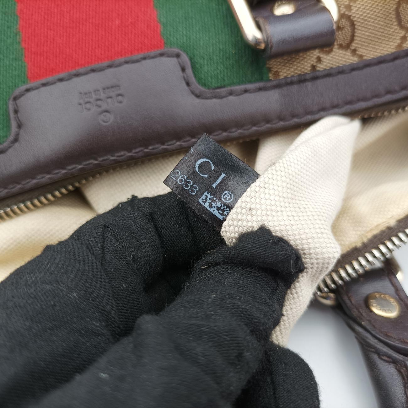 Sherry Line Brown x Beige x Red x Green canvas x leather 247205 G7552633シェリーライン ブラウン×ベージュ×レッド×グリーン キャンバス×レザー 247205 G7552633