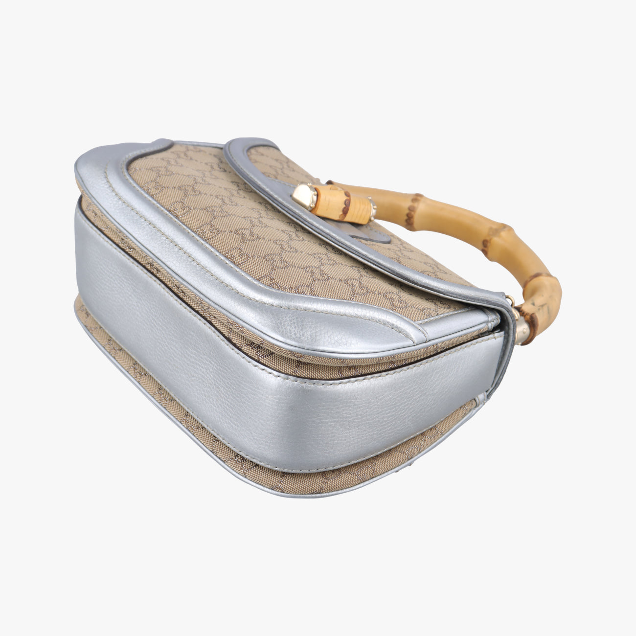 New Bamboo Beige×Silver canvas x leather 254884 G8022996ニューバンブー ベージュ×シルバー キャンバス×レザー 254884 G8022996