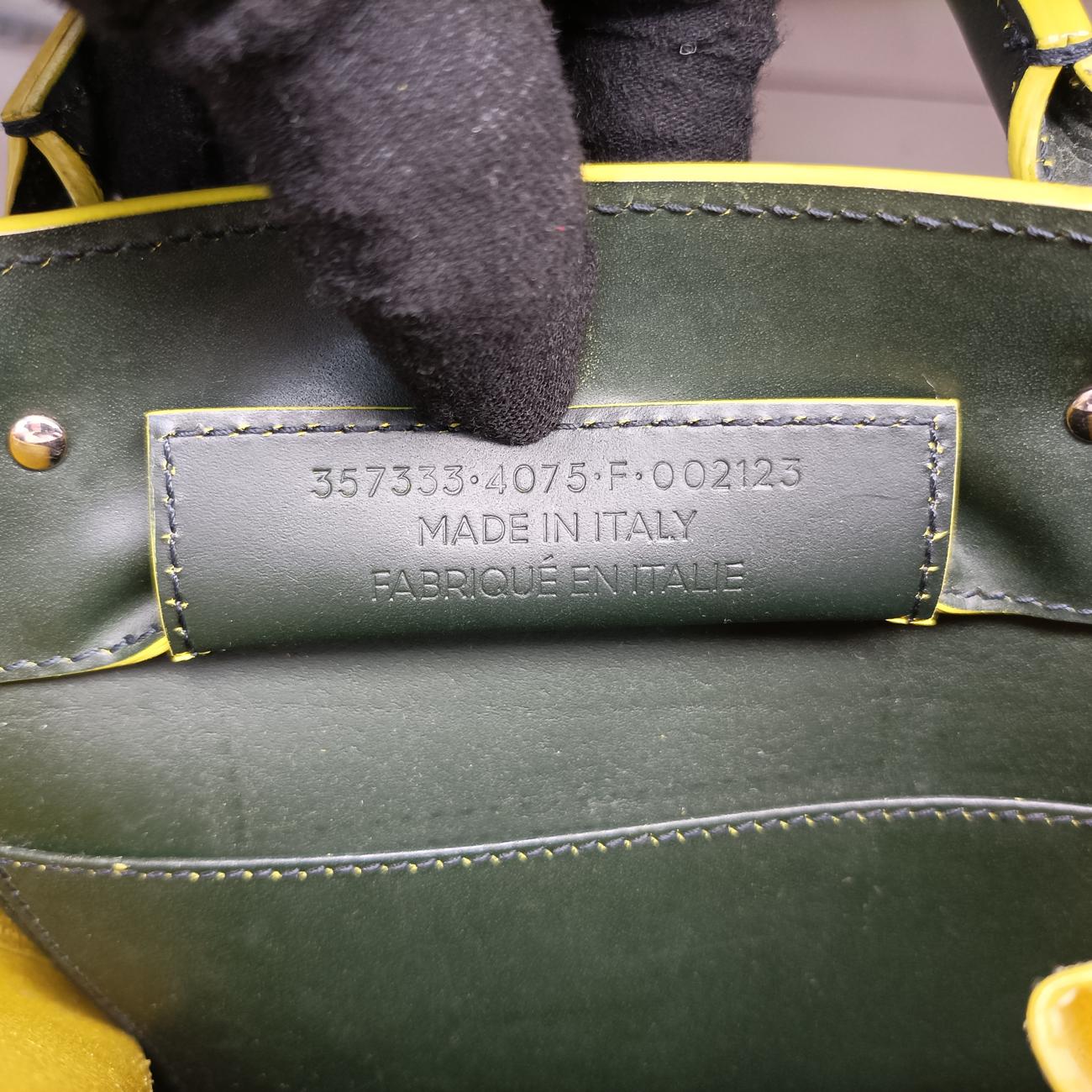 Paper A6 Tote Green×Yellow Leather 357333.4075.F.002123ペーパー A6 トート グリーン×イエロー レザー 357333.4075.F.002123