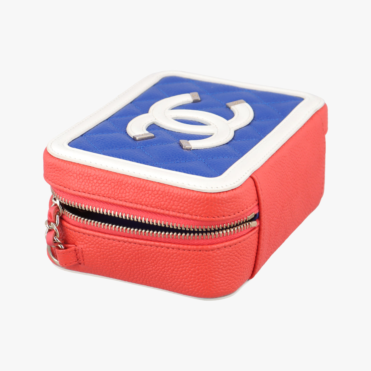 Filigree Vanity Case Top HandleRed x Blue x WhiteCaviar SkinA8445226964014フィリグリー バニティ ケース トップ ハンドルレッド×ブルー×ホワイトキャビアスキンA8445226964014
