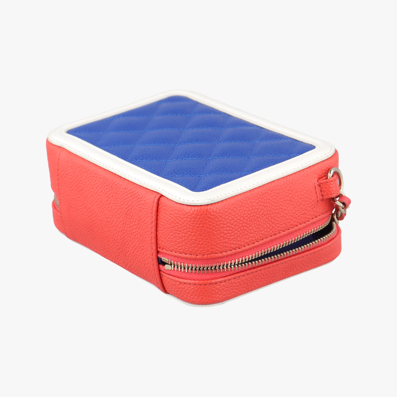 Filigree Vanity Case Top HandleRed x Blue x WhiteCaviar SkinA8445226964014フィリグリー バニティ ケース トップ ハンドルレッド×ブルー×ホワイトキャビアスキンA8445226964014