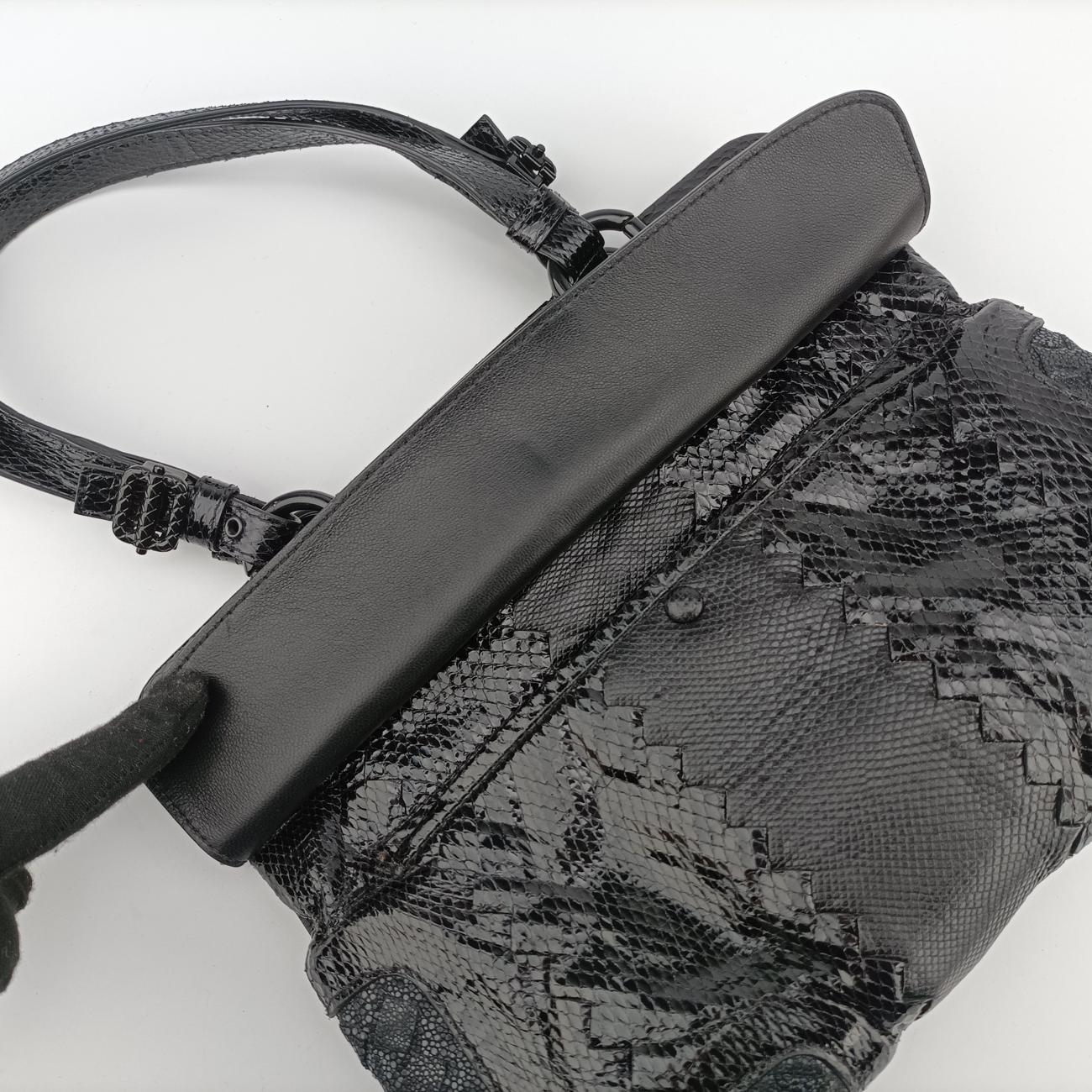 Intrecciato Black Leather×snakeskin B02434049Uイントレチャート ブラック レザーｘヘビ革 B02434049U