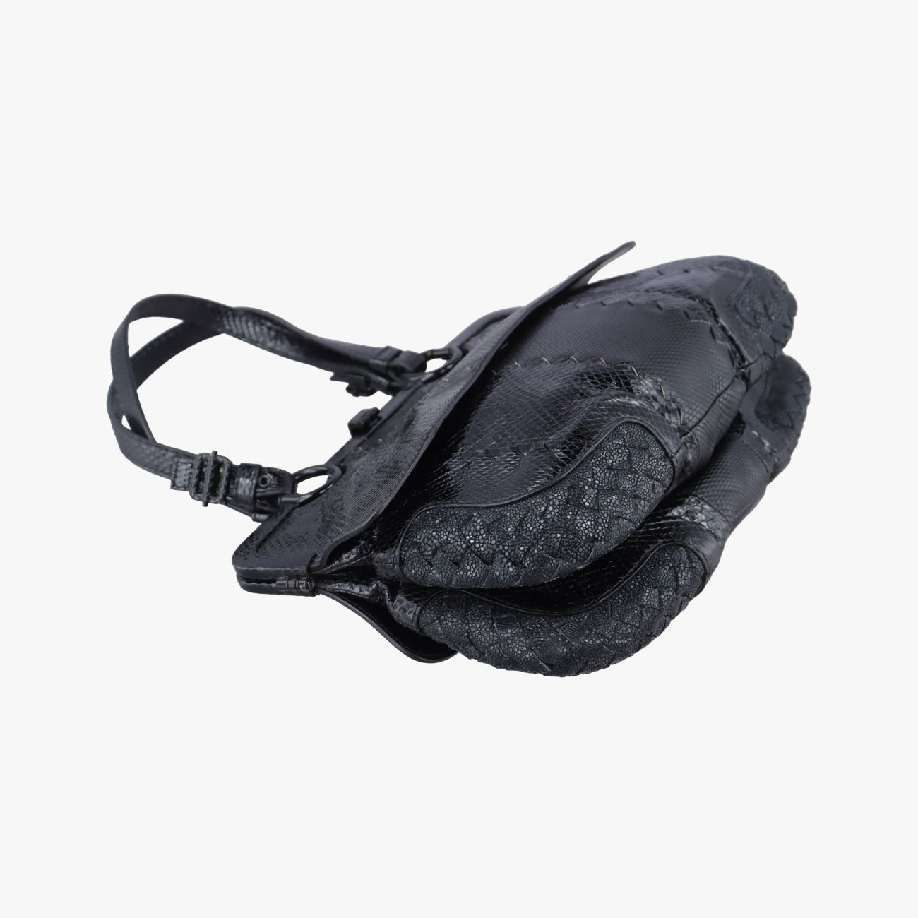 Intrecciato Black Leather×snakeskin B02434049Uイントレチャート ブラック レザーｘヘビ革 B02434049U