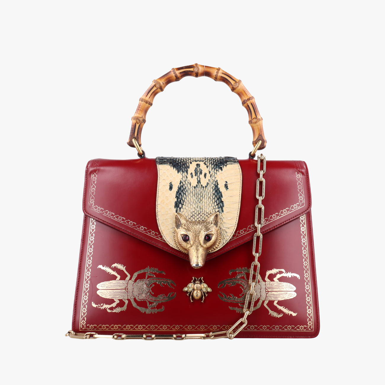 Broche Beetle Print Red×Multicolour Leather 466434 F022834740ブロッシュビートルプリント レッド×マルチカラー レザー 466434 F022834740